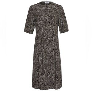 MSCH Copenhagen Callia Morocco 2/4 Dress AOP Elegant Black Floral Sz Large
